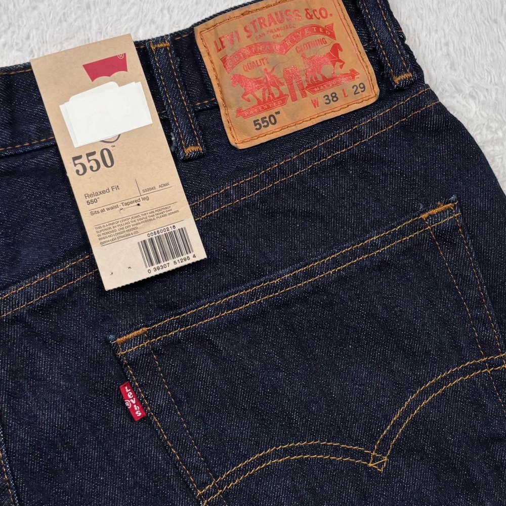 Levis 550 Jeans Men 38x29 Dark Blue Wash Relaxed Tapered Denim Non Stretch NEW